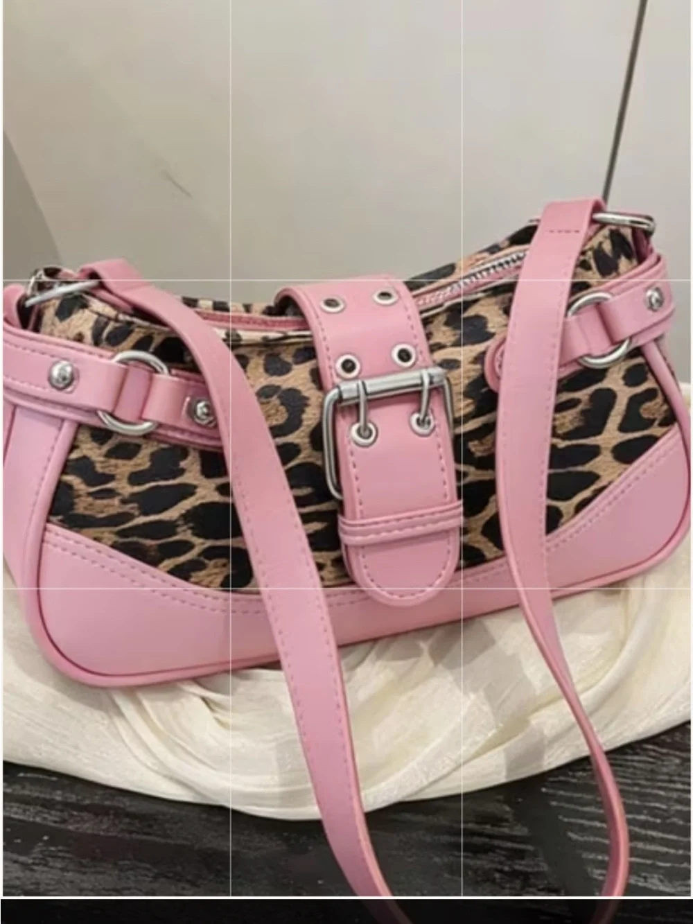 Pink Leopard Print Shoulder Bag - Stylish Women’s Handbag